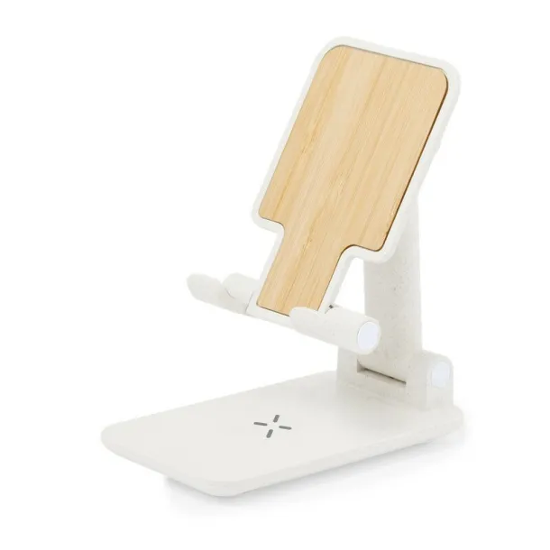  Foldable bamboo and wheat straw wireless charger 15W, phone stand white