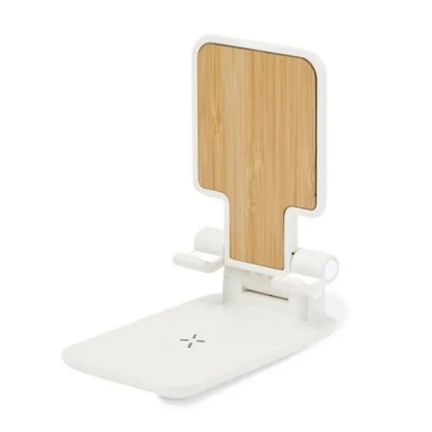  Foldable bamboo and wheat straw wireless charger 15W, phone stand Bijela