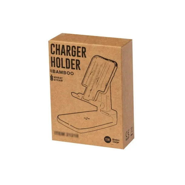  Foldable bamboo and wheat straw wireless charger 15W, phone stand white