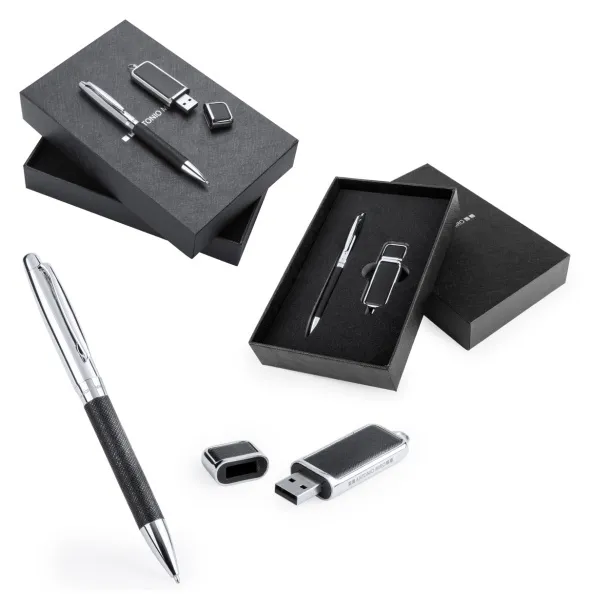 Dermop pen and USB flash drive set Black