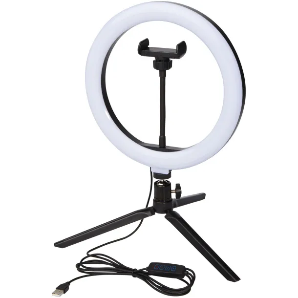 Studio ring light with phone holder and tripod Solid black