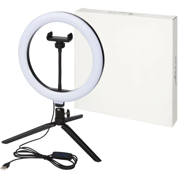 Studio ring light with phone holder and tripod Solid black