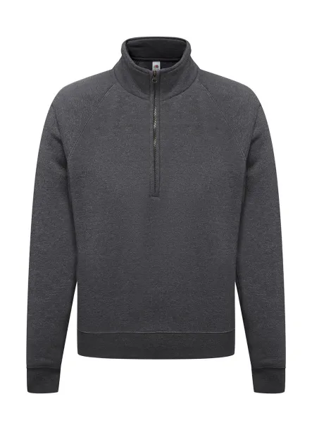  Premium Zip Neck Sweat - Fruit of the Loom Dark Heather Grey