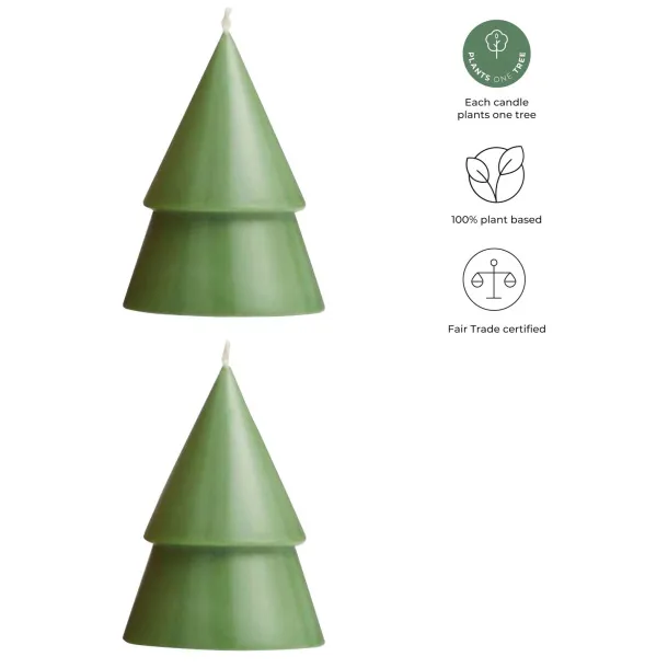 Originalhome Xmas tree candle set of 2 - M - Originalhome Heather green
