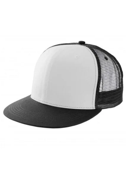  TRUCKER FLAT PEAK CAP - 6 PANELS - K-UP White Black