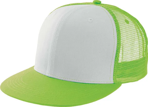  TRUCKER FLAT PEAK CAP - 6 PANELS - K-UP Lime White