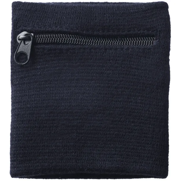 Brisky performance wristband with zippered pocket Crna
