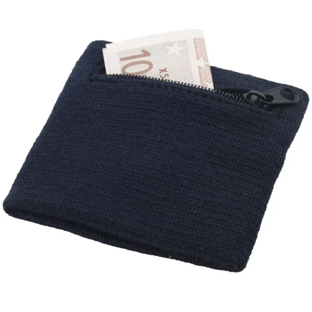 Brisky performance wristband with zippered pocket Navy Blue