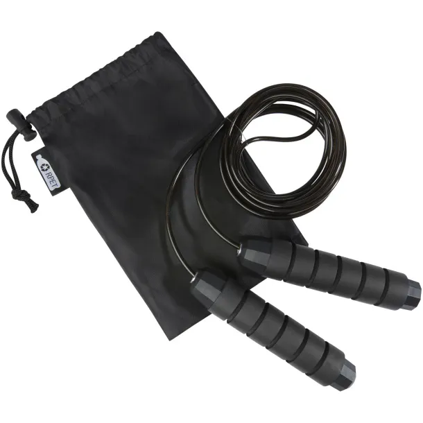 Austin soft skipping rope in recycled PET pouch Solid black