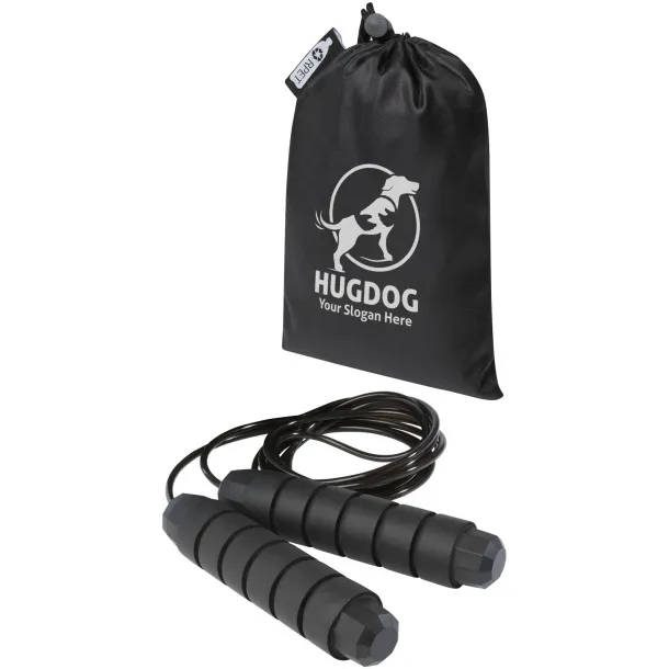 Austin soft skipping rope in recycled PET pouch Solid black