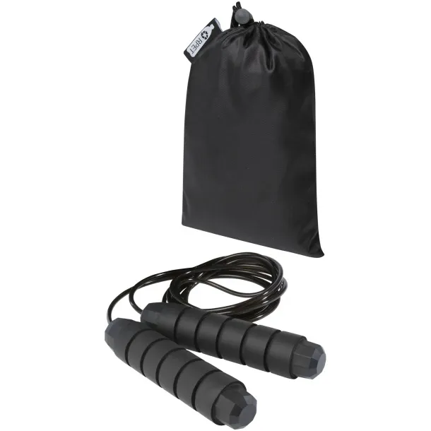 Austin soft skipping rope in recycled PET pouch Solid black