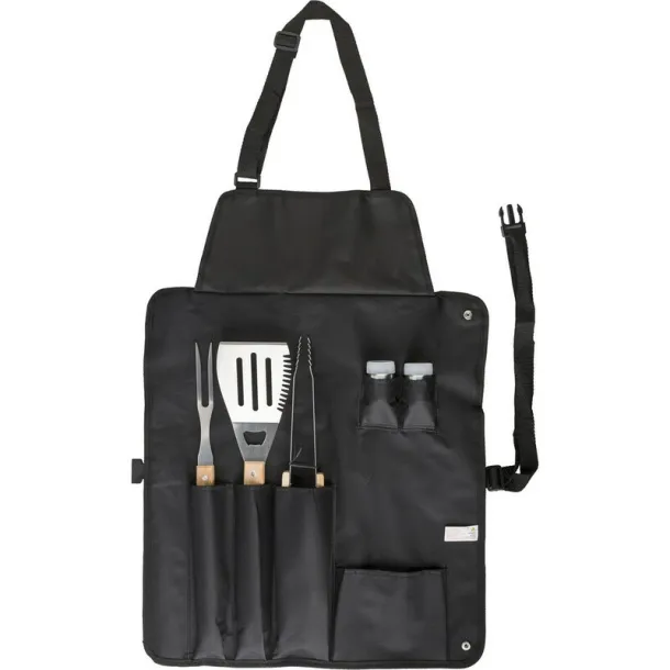  Apron with barbecue set Crna