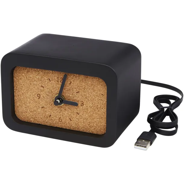 Momento wireless limestone charging desk clock - Unbranded Solid black