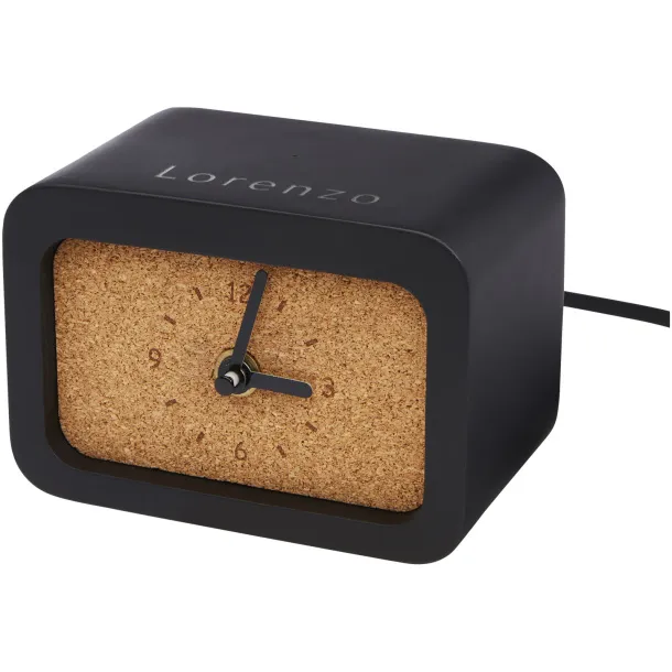 Momento wireless limestone charging desk clock - Unbranded Solid black