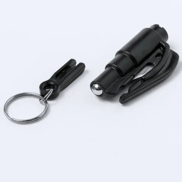  Keyring, seat belt cutter, safety hammer black