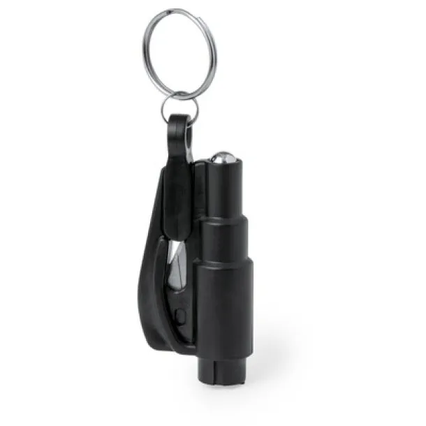  Keyring, seat belt cutter, safety hammer black