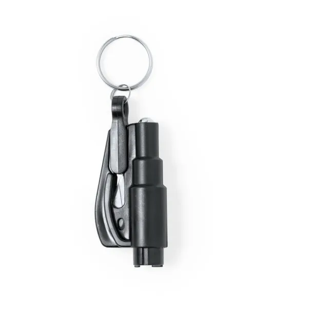  Keyring, seat belt cutter, safety hammer black