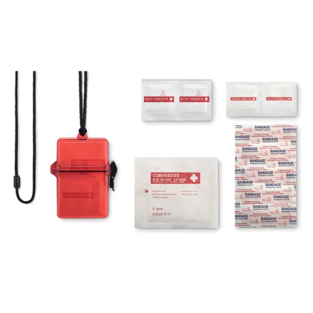 SAFE Waterproof first aid kit transparent red