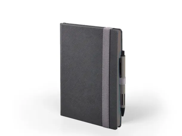 TEXTURE COLORE Notes sa elastičnom trakom i obojanim rubom knjižnog bloka, A5 Tamnosiva