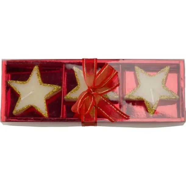  Star shaped candles set, 3 pcs red