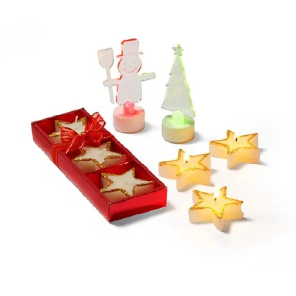  Star shaped candles set, 3 pcs red