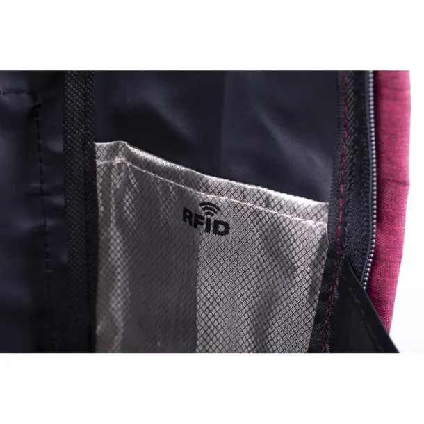  Anti-theft backpack, compartment for 15" laptop and 10" tablet, RFID protection Crvena