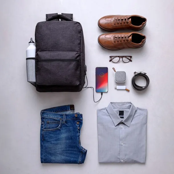  Anti-theft backpack, compartment for 15" laptop and 10" tablet, RFID protection Crvena