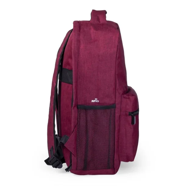  Anti-theft backpack, compartment for 15" laptop and 10" tablet, RFID protection red