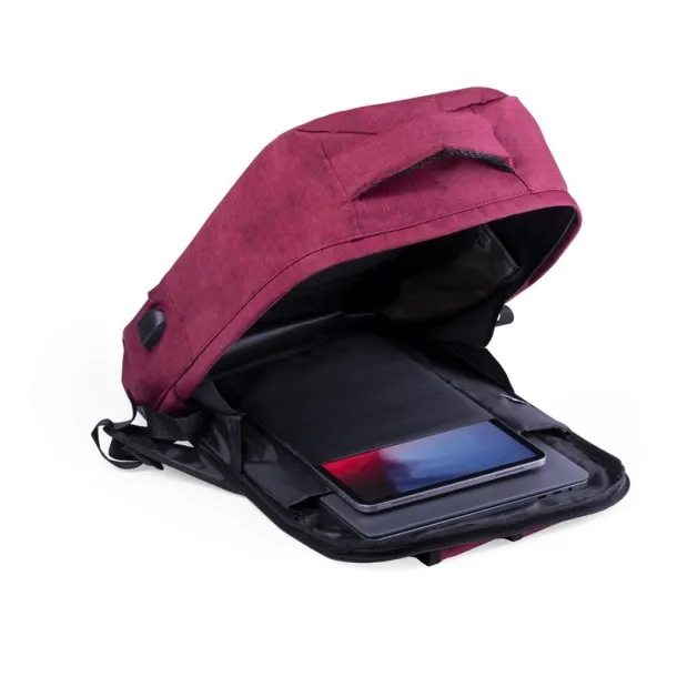  Anti-theft backpack, compartment for 15" laptop and 10" tablet, RFID protection red