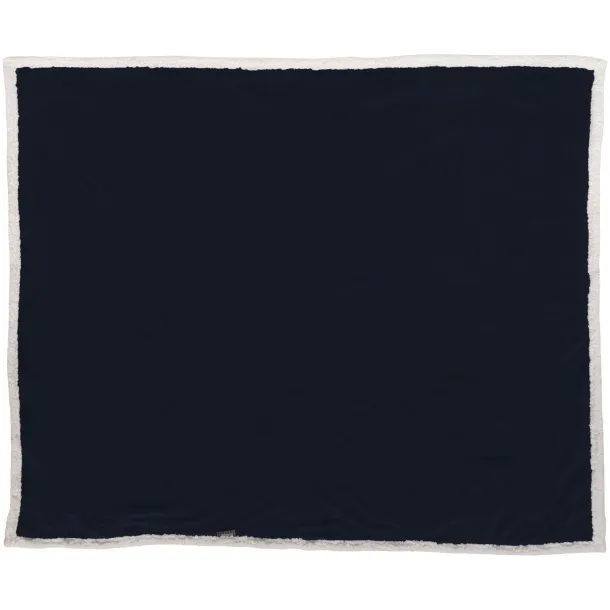 Lauren sherpa fleece plaid blanket Navy Blue