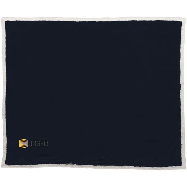 Lauren sherpa fleece plaid blanket Navy Blue