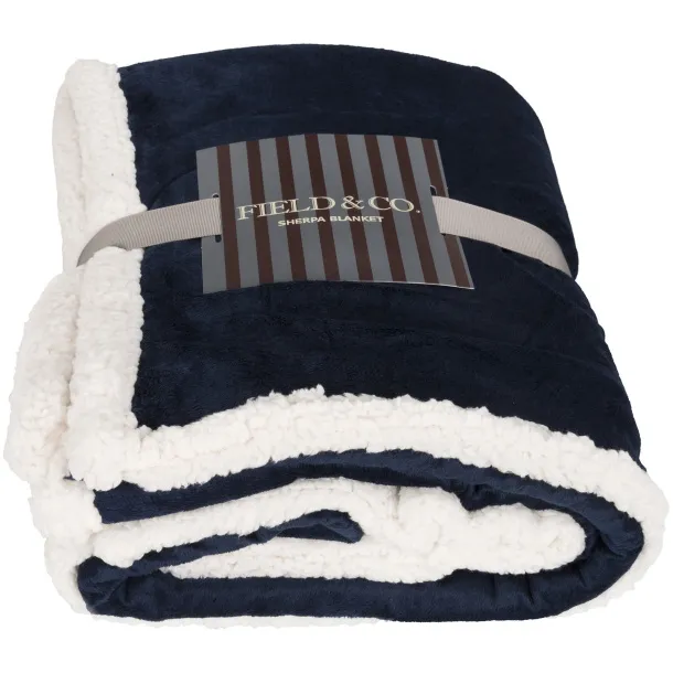 Lauren sherpa fleece plaid blanket Navy Blue