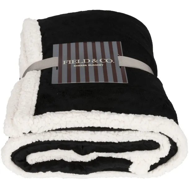 Lauren sherpa fleece plaid blanket Crna