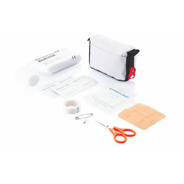  First aid kit in pouch, 14 pcs white