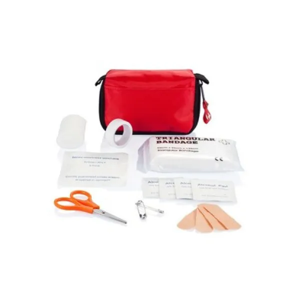  First aid kit in pouch, 14 pcs red