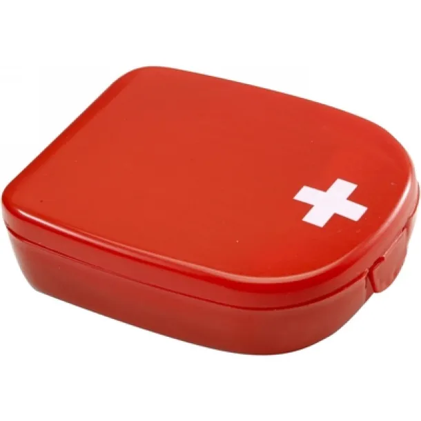  First aid kit in plastic case, 5 pcs red