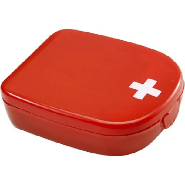  First aid kit in plastic case, 5 pcs Crvena