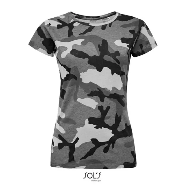  SOL'S CAMO WOMEN - ROUND COLLAR T-SHIRT - SOL'S Heather Grey Black