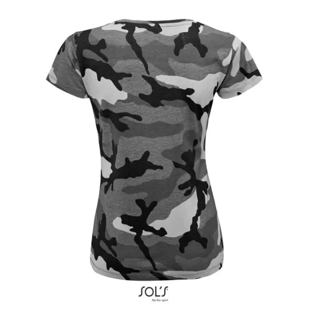  SOL'S CAMO WOMEN - ROUND COLLAR T-SHIRT - SOL'S Heather Grey Black