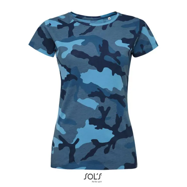  SOL'S CAMO WOMEN - ROUND COLLAR T-SHIRT - SOL'S Blue Camo #7E9CBF