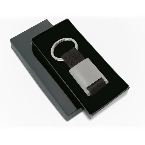 TECH Metal rectangular key ring Black