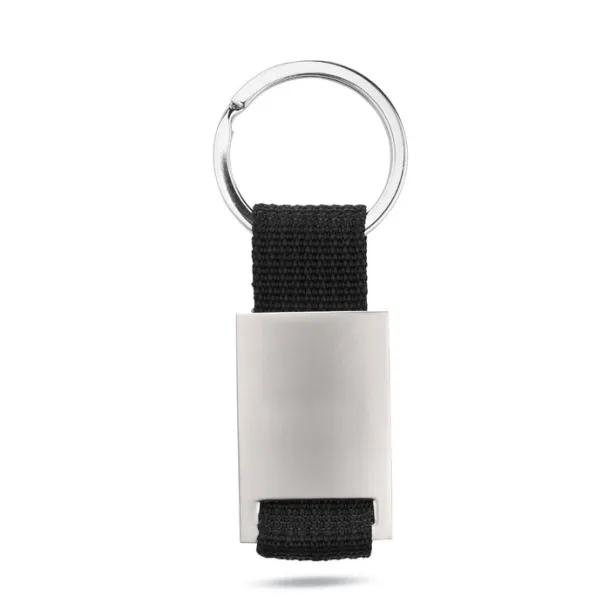 TECH Metal rectangular key ring Black