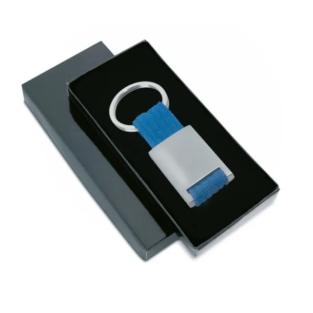 TECH Metal rectangular key ring Blue