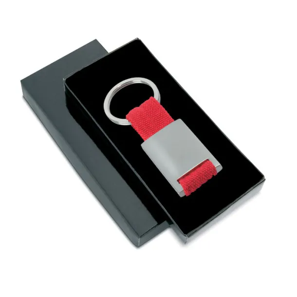 TECH Metal rectangular key ring Red