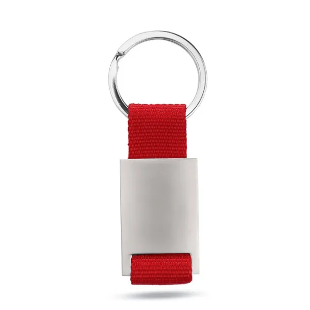 TECH Metal rectangular key ring Red