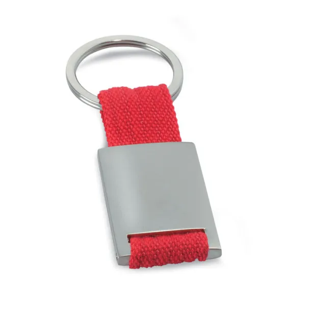 TECH Metal rectangular key ring Red