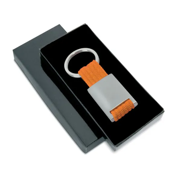 TECH Metal rectangular key ring Orange