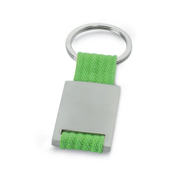 TECH Metal rectangular key ring Lime