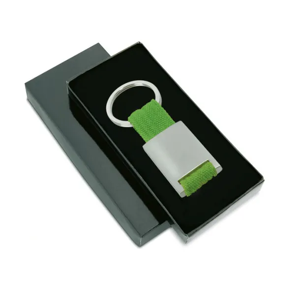 TECH Metal rectangular key ring Lime