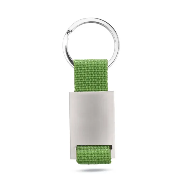 TECH Metal rectangular key ring Lime